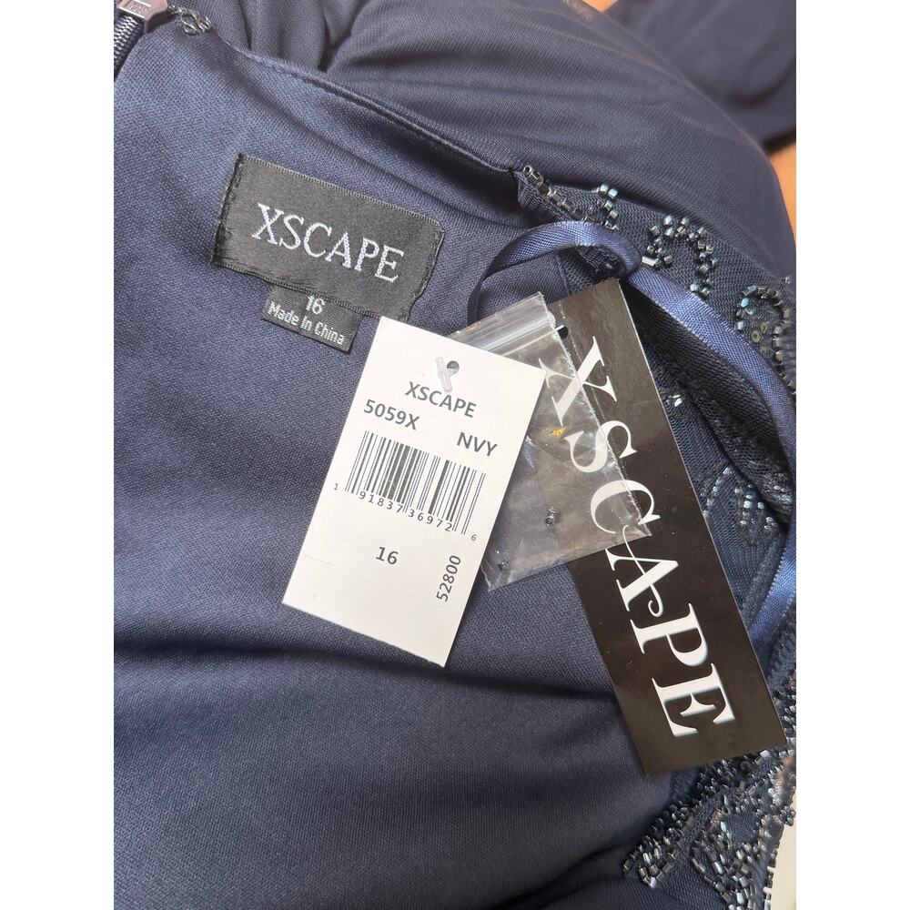 NEW NWT Xscape 5059X Navy Maxi Gown Flutter Sleeve size 16 - Picture 7 of 7